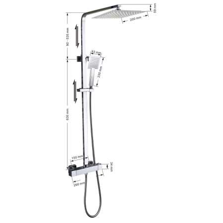 CONJUNTO DE DUCHA TERMOSTATICA CUADRADA JS-H020