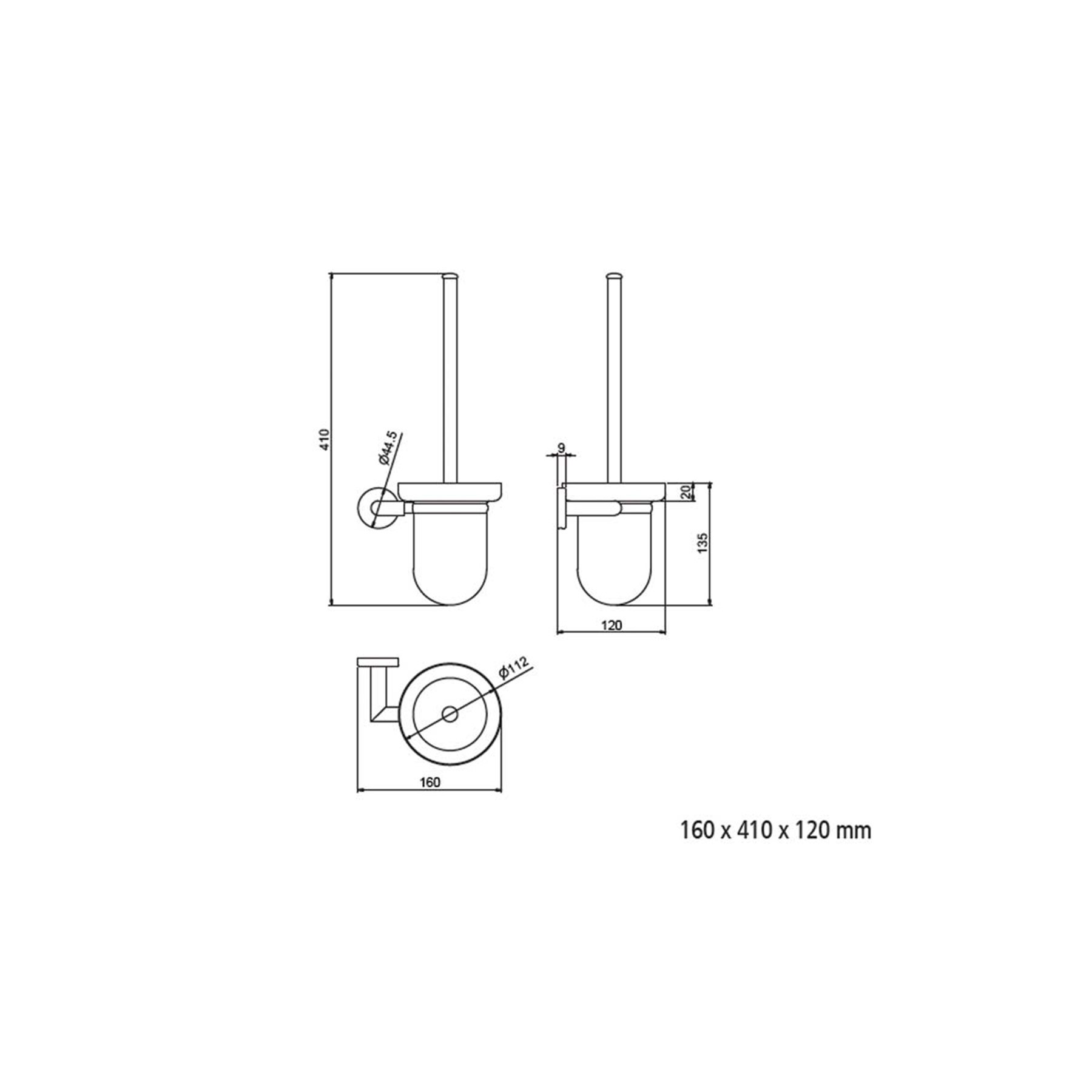 ESCOBILLERO DE BAÑO MOD, SIL 160X410X120MM
