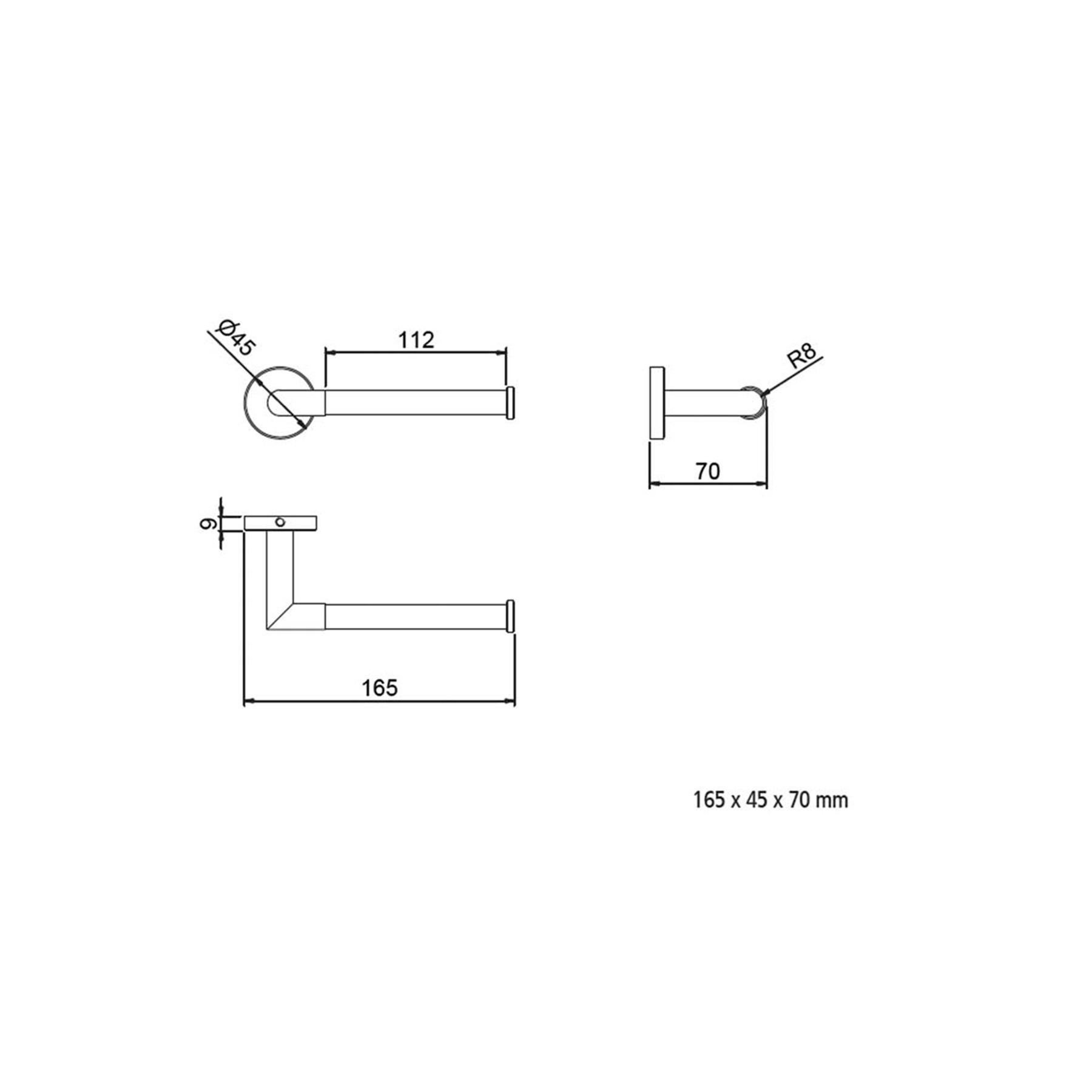 PORTA ROLLOS BAÑO MOD, SIL 165X45X70MM