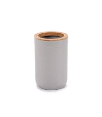 PORTACEPILLOS GRIS CON TAPA BAMBU