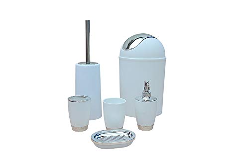 JUEGO BAÑO 6 PIEZAS METAL PLASTICO GRIS