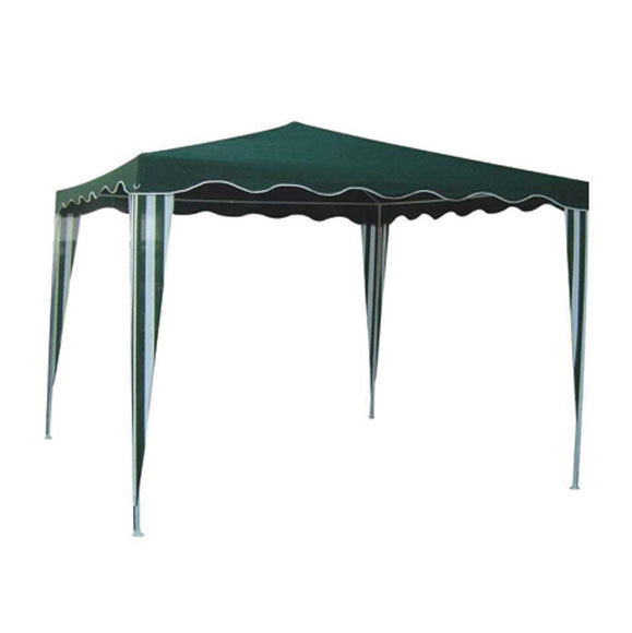 GAZEBO PLEGABLE 3X3M VERDE Y LATERALES A RAYAS BLANCO/VERDE