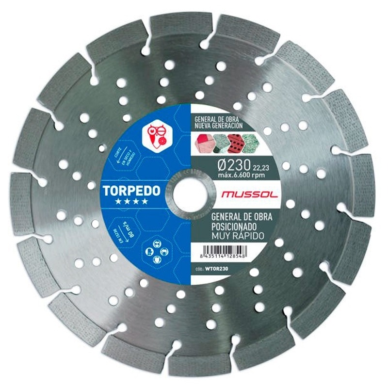 DISCO DIAMANTE TORPEDO 230MM EJE 22,23 MM