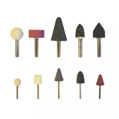 JUEGO DE 10 PIEDRAS MONTADAS VASTAGO 1/4 Y 1/8