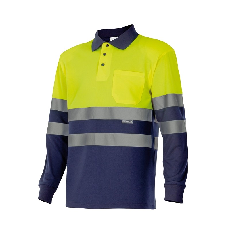 POLO BICOLOR AV DE MANGA LARGA SUP AMA/INF MAR