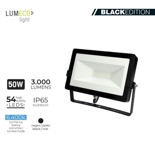 FOCO PROYECTOR LED 50W 6400K 3000 LUMENS "BLACK EDITION" LUMECO
