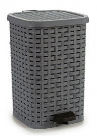 PAPELERA PLAST PEDAL RATTAN GRIS 6L