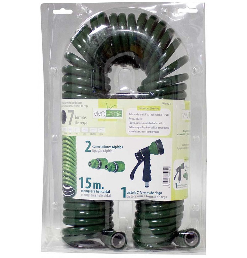 MANGUERA HELICOIDAL 15M. + P.7F. VIVOVERDE