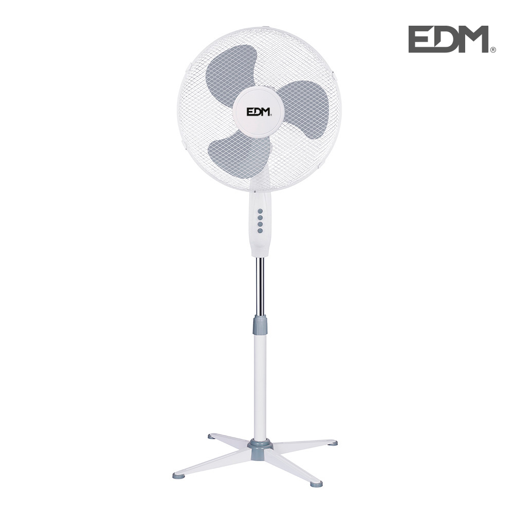 VENTILADOR PIE BLANCO 45W ASPAS 40 CM ALTURA REGULABLE 105-125 CM EDM
