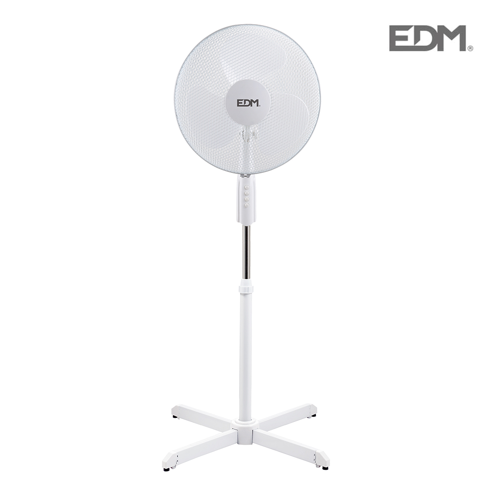 VENTILADOR PIE BLANCO 50W ASPAS 40 CM ALTURA REGULABLE 110-130 CM EDM