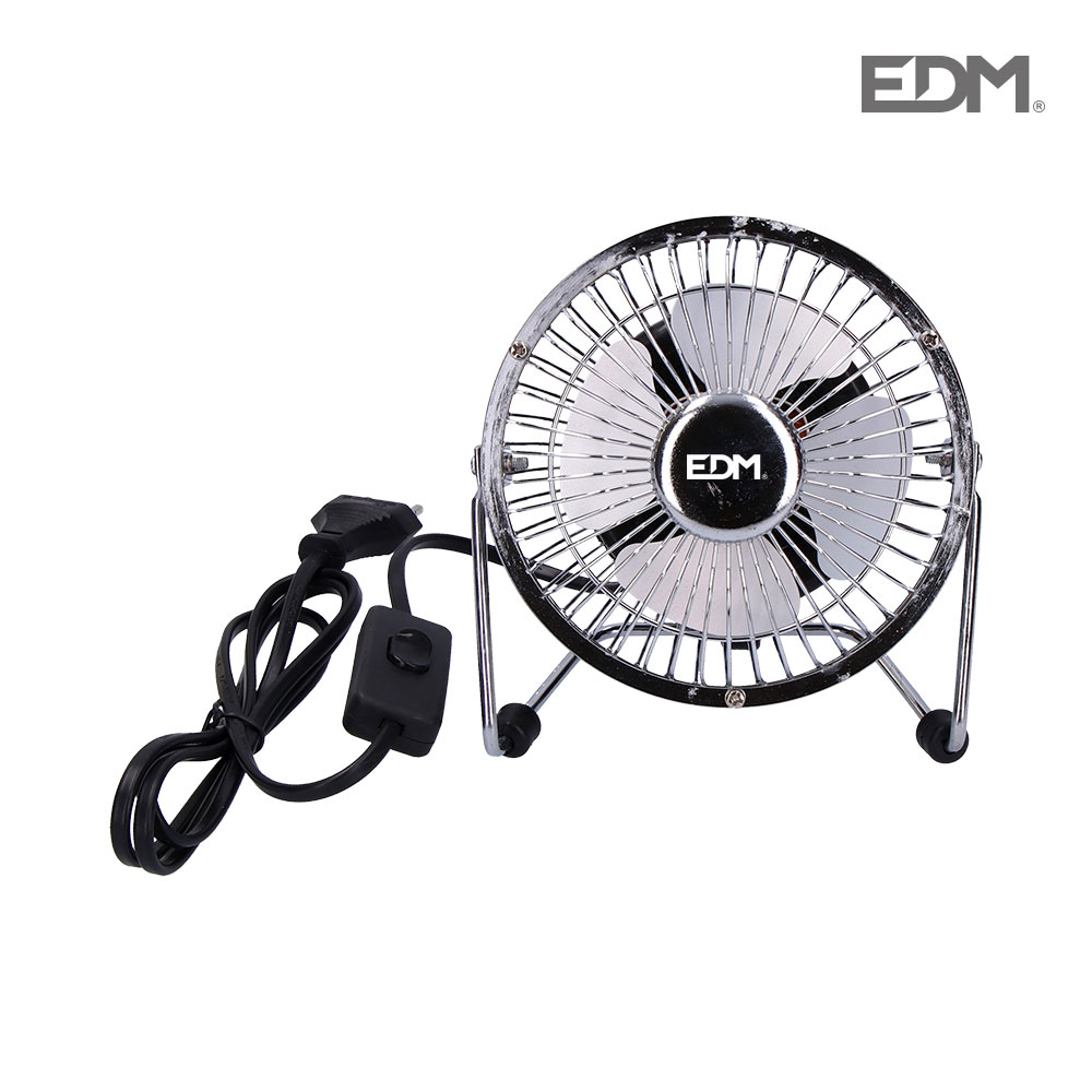 MINI VENTILADOR INDUSTRIAL DE SOBREMESA CROMADO 15W ASPAS 10 CM EDM