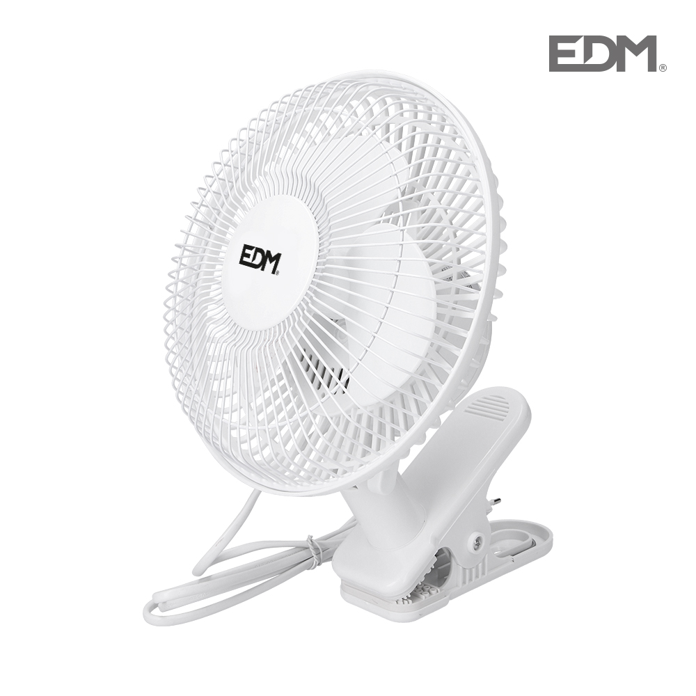 VENTILADOR PINZA BLANCO 15W ASPAS 15 CM EDM