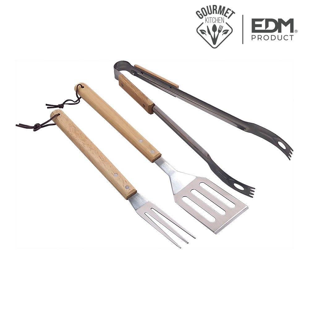 SET 3 HERRAMIENTAS BBQ ACERO INOX EDM