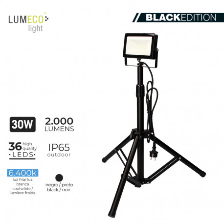 FOCO PROYECTOR LED CON TRIPODE 30W 2370LM 4000K BLACK SERIES EDM