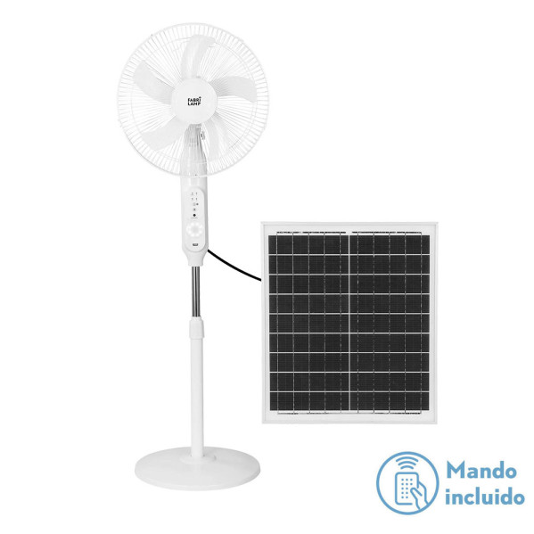 VENTILADOR DC DE PIE SOLAR CLIMA BLAN